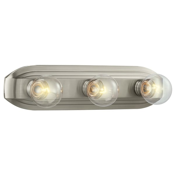 Designers Fountain Buena Vista 18in 3-Light Brushed Nickel Retro Modern Indoor Wall Sconce with Clear Glass Shades 6613-BN - main